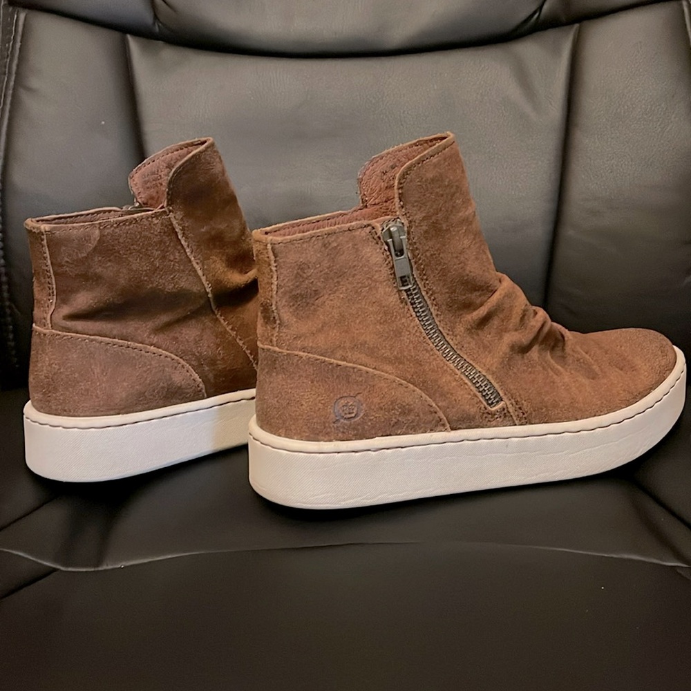 Born Scone Distressed Suede Platform Sneakers zip up